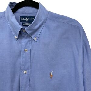 Ralph Lauren Blue Yarmouth Oxford Long Sleeve Button Down Men’s Shirt Large Pony